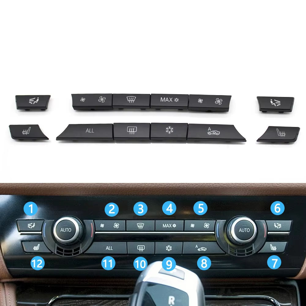 Silver Black Console Dashboard Air Condition AC Control Switch Button Cover For BMW 5 6 7 Series F10 F18 F06 F12 F01 F02 520 523