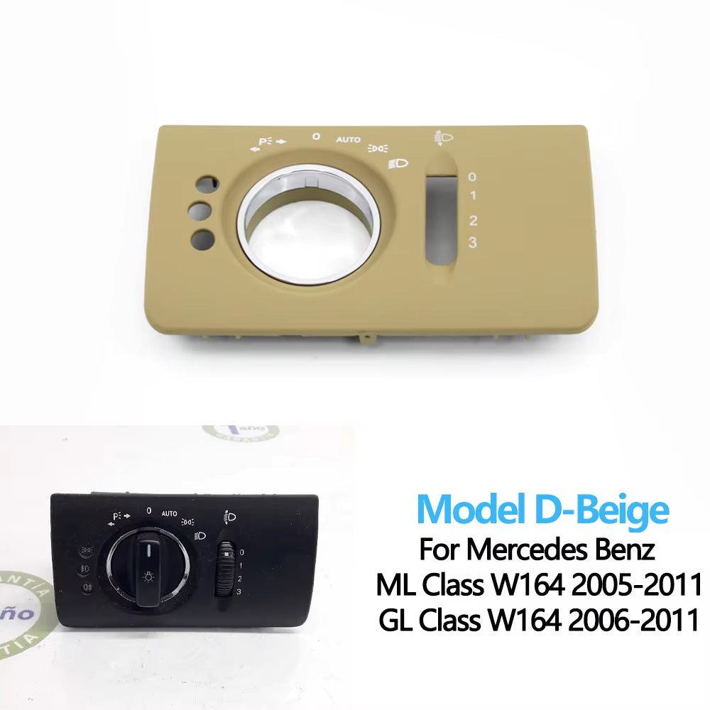 LHD Car Interior Front Left Headlight Switch Button Panel Trim Cover Replacement For Benz W164 ML GL 300 350 450 500 2005-2011