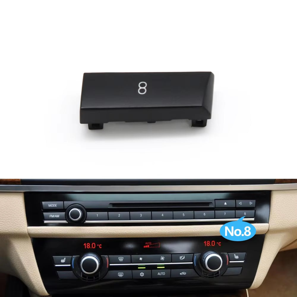12PCS Car Center Console CD Digital MODE FM/AM Button Cover Trim For BMW 5 6 7 5GT Series F10 F11 F06 F12 F13 F07 F01 F02 F04