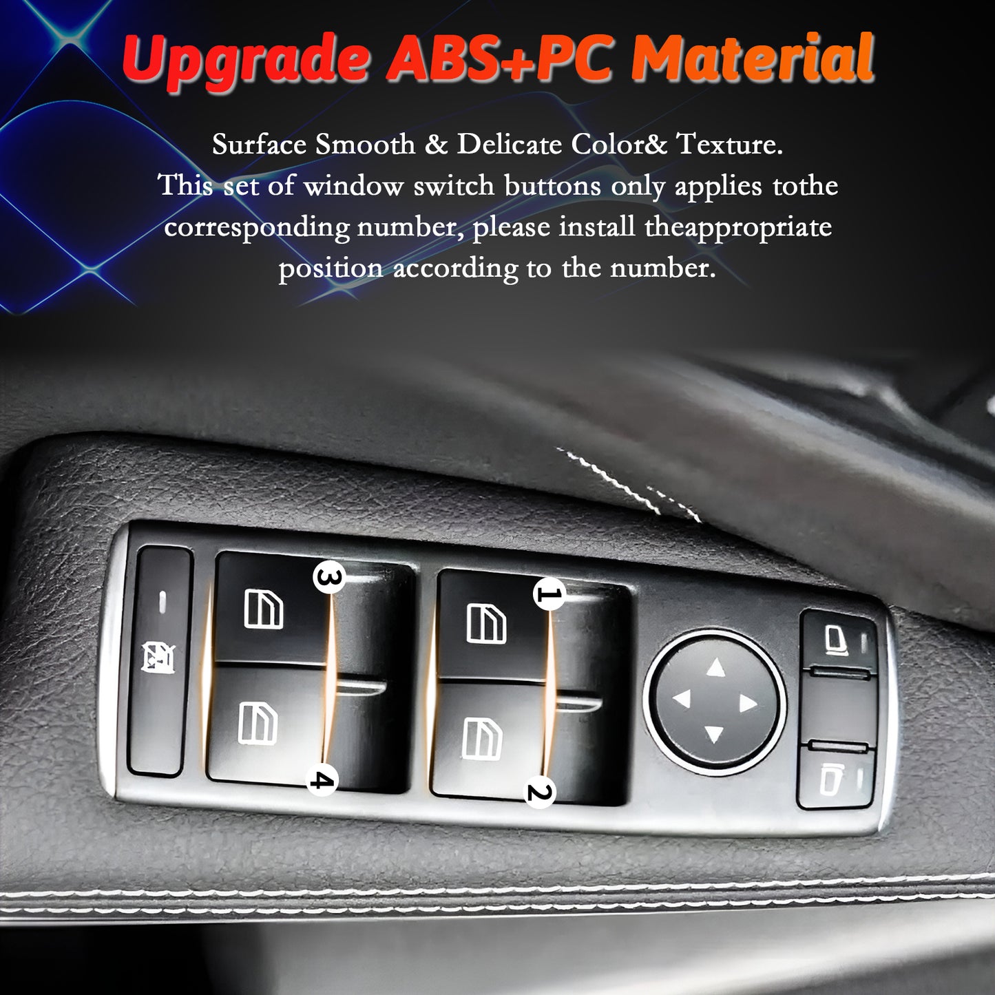 Inner Door Power Window Switch Button Covers Trim Sticker Replacement Compatible with Mercedes Benz A B C E G GLA CLA GLK GL ML GLE Class W204 W212 W246 W166 X166 X204 Tesla Modle X S 14 PCS