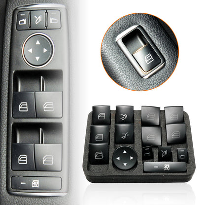 Inner Door Power Window Switch Button Covers Trim Sticker Replacement Compatible with Mercedes Benz A B C E G GLA CLA GLK GL ML GLE Class W204 W212 W246 W166 X166 X204 Tesla Modle X S 14 PCS